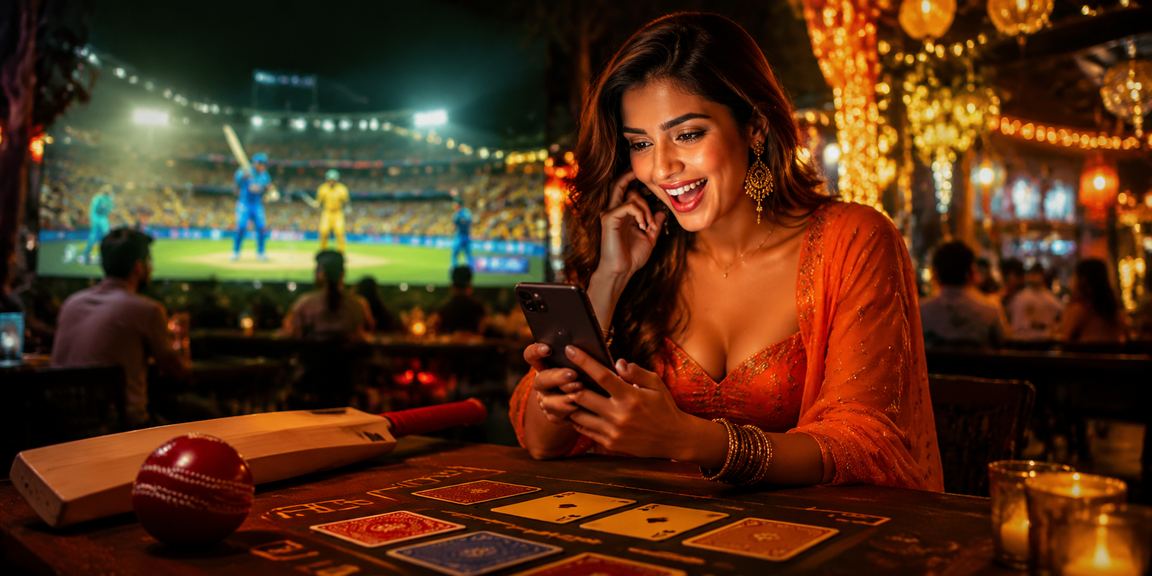 Crowd enjoying cricket betting at a vibrant night market