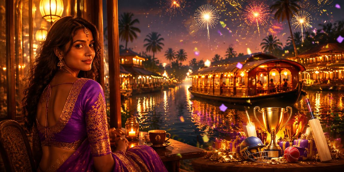 VIP member enjoying cricket betting during Kerala night market festival